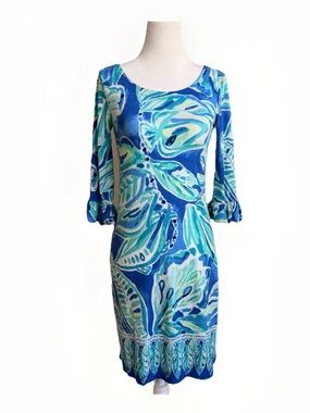 Lilly Pulitzer XXS Blue Tropical Shift Dress | Resort Preppy + Sandals Available